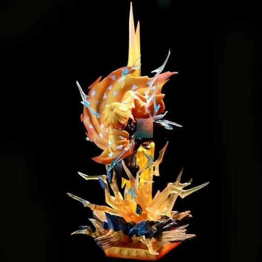 Demon Slayer Agatsuma Zenitsu anime characters Garage Kit Ornaments boys favorite gift battle mode About 33cm high